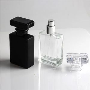 30ml Black and White glass perfume bottle atomizer transparent black spray bottle crystal transparent square