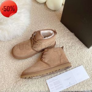 Mäns klassiska ull snöstövlar U32360 Neum Series Strap Casual Low Cut Woolen Snow Boots Mana Women Dust Bag Card EU39-444K