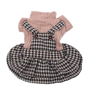 Hundkläder Boygirl Dog Cat Dress Ströja Rem Houndstooth Design Pet Hoodie Autumnwinter Clothing Apparel For Dogs Cats 231023