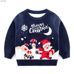 Ställer in barn hoodies småbarn jul pojkar flickor vinter långärmade tecknad stickad tröja varm tröja för barn klädsling231024