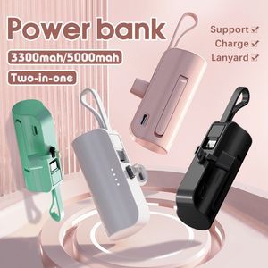 Powerbank 2in1 5000 mAh Mini tragbare Handy-Kapsel Powerbank Akku Plug-and-Play Typ-C