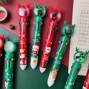 クリスマスの装飾10色のボールポイントペンかわいいプレスホリデーキッドギフトホームクリスマスオーナメントナビダッド231023の陽気な装飾
