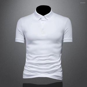 Men's Polos Temperament Solid Color Lapel Polo Shirt European Casual Youth High-end Short Sleeve Versatile Slim Half T