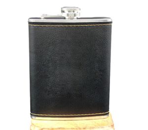 s de alta qualidade aço inoxidável 9 oz hip flask couro uísque garrafa vinho retro gravura álcool bolso flagon com caixa presentes8216117