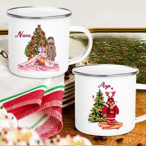Mugs Girl Custom Coffee Mug Personalized Handle Christmas Cup Enamel Juice Beer Drinkware Winter Home Kitchen Decoration Holiday Gift 231023