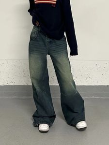 Женские брюки HOUZHOU Винтажные мешковатые джинсы Широкие женские гранж-оверсайз американские джинсовые брюки с высокой талией в стиле ретро Женская уличная одежда Ковбой 231023