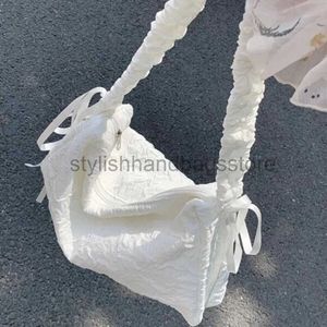 Bolsa de ombro feminina plissada, bolsa macia casual de alta capacidade de nylon, bolsa coreana simples para mulheres e bolsas estilosas