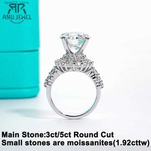 Anéis de casamento AnuJewel 6.92cttw D Cor Moissanite Halo Anel de noivado 18K banhado a ouro Anéis de casamento de luxo para mulheres joias atacado Q231024