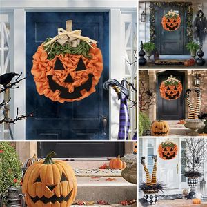 Christmas Decorations Christmas Wreath Halloween Pumpkin Wreath Hand-woven Party Arrangement Props Pendant Ornaments Ghost Festival Decoration 231023