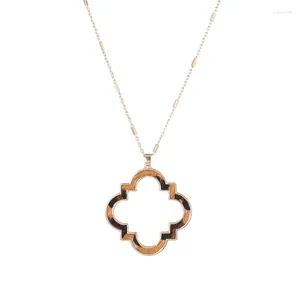 Pendant Necklaces Floral Leopard Leather For Women Cutout Long Sweater Chain Gifts