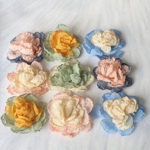 Decorative Flowers 10PCS/Lot 4CM Small Soft Chiffon Fabric Two Colors Rose Flower For DIY Accessories Clothing Hats Shoes Decoration