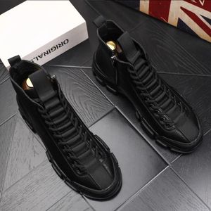 High quality men's Casual shoes Leather platform men's sneakers Leather trend High top zipper shoes Zapatos Hombre a32