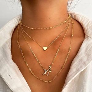 Anhänger Halsketten Boho Mehrschichtige Halskette für Frauen Mutter Goldfarbene Ketten Herz Choker Schmuck Muttertagsgeschenk