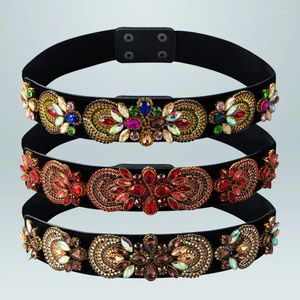 Belts Bohemian Style Dress Wears Cummerbunds A Stylish Elasticated Fabric Snap Button Colored Gemstone Waist Belt