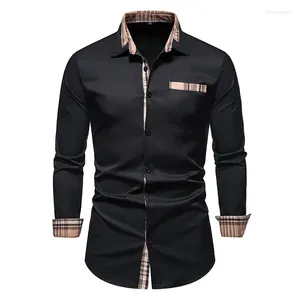 Camicie casual da uomo Camicia formale a maniche lunghe da uomo autunno Colletto scozzese abbottonato