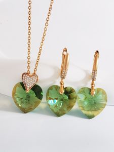 Set di collane e orecchini per donna, San Valentino, bijoux, set di gioielli da donna con design a cuore, realizzati con cristalli austriaci