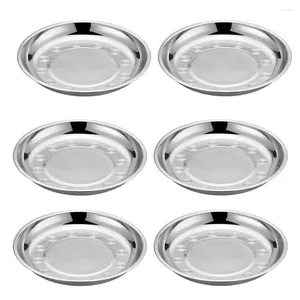 Conjuntos de louça 6 pcs disco de aço inoxidável bandeja premium sobremesa armazenamento redondo mesa de café festa design prato cozinha placa casa pizza