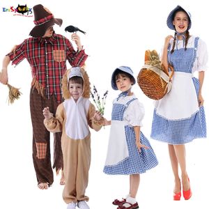 cosplay Eraspooky Clássico Floresta Conto de Fadas Leão/Espantalho/Dorothy Cosplay Traje de Halloween para Adultos Crianças Grupo Familiar Fancy Dresscosplay