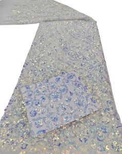 Robe de mariée africaine à paillettes, broderie en filet français, Tulle, dentelle, 5 mètres, tissu pour femmes, fête de mariage, haute qualité, luxueux, Style nigérian moderne, Design en vente, YQ-7162