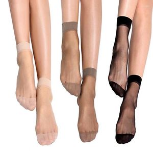 Women Socks 10 Pairs Wholesale Summer Sexy Ultrathin Transparent Crystal Silk High Elastic Skin Color Nylon Short