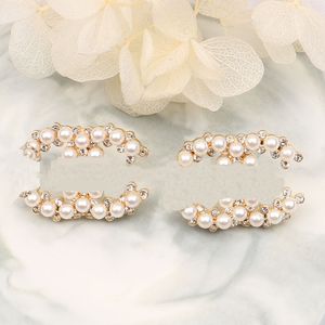 20style 18K Gold Plated Luxury Designer Double Letter Stud Earring Hook Geometric Famous Women Pearl Jewelry Earring Wedding Party Gift Jewelry