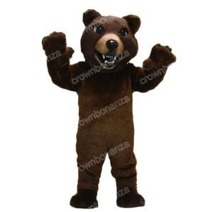 Performance Costumi mascotte orso bruno scuro Costume da personaggio dei cartoni animati di Halloween Vestito da festa all'aperto di Natale Abbigliamento pubblicitario promozionale unisex