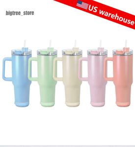 US Warehouse 40oz Sublimation Tumbler with Bluetooth Speaker Blanks Music Cup White Travel Mug Straight Smart Portable Wireless in Bulk with straw