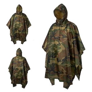 Rain Wear Outdoor Military Poncho 210TPU Army War Tactical Raincoat Hunting Ghillie Suit Birdwatching Umbrella Rain Gear Home accessories 231024