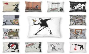 Kuddefodral Luxury Banksy Street Graffiti Throw Pillow Cover Home Decor Custom London Pop Art Cushion 45x45cm Pillowcover för soff9888029