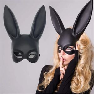 Party Masks Adult Sexy Bunny Black Mask PVC Party Half Face Cosplay Halloween Props WhiteBlack Anime Accessories for Women and Men 231023