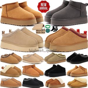 Austrália Mulheres Botas Tazz Tasman Chinelos Disquette Funkette Tazzette Classic Ultra Mini Bota Plataforma Castanha Semente de Mostarda Homens Pele de Carneiro Shearling Bottes de Neve