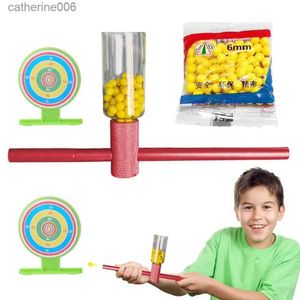 Other Toys Soft Pinball Launcher Small Ball Shooter Crackling Tube Outdoor Children Toy Aluminum Alloy Imitation Bamboo Craft Shootings ToyL231024