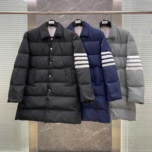 Trendy Brand Autumn and Winter New Classic Four Bar Long Down Coat for Men and Women White Duck Down Thickened Coat for Leisure Fashion
