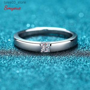 Wedding Rings Smyoue 0.3CT Princess Cut Moissanite Engagement Ring for Women Men Colorless Diamond Weddig Bands Sterling Silver Bridal Gift Q231024