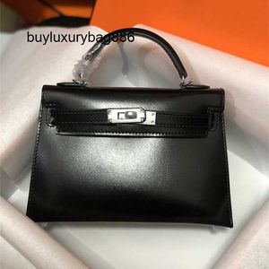 Women Box Leather Handbag New Handheld Box Cowhide One Shoulder Crossbody Bag Mini Style Textured Black Silver Button Bag Tide L