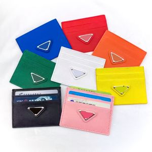 Genuine Leather Card Holders triangle Coin Purses with box metal logo Key Wallets passport holders Luxury Designer Womens mens classic wholesale key pouch keychain