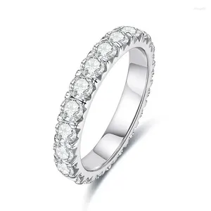 Anelli a grappolo LESF S925 Argento 3mm Anello con diamante Moissanite Taglio rotondo Gioielleria raffinata di fidanzamento di moda