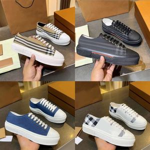 Designer Sneaker Men Print Check Cotton Sneakers Women Casual Shoes Vintage Lace Up Classic Lattice Black White Outdoor Shoes Top Quality With Box NO288