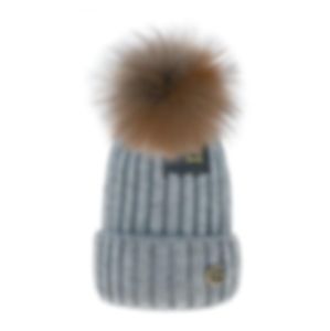 Designer Winter cap Knitted Beanie Woolen Hat Men Women Chunky Knit Thick Warm faux fur pompom Beanies Hats Female Bonnet