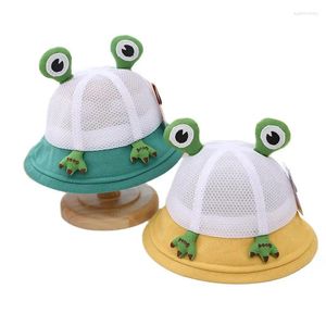 Berets Doit Mesh Toddler Girl Bucket Hats Summer Big Eyes Cartoon Frog Kids Sun Cap Breathable Baby Boy Outdoor Beach Fisherman Hat