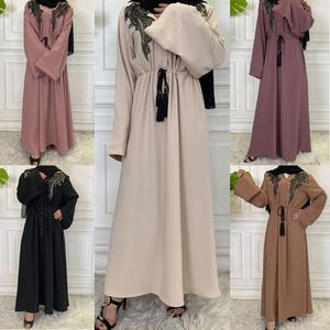 Roupas étnicas Eid Ramadan Abaya Mulheres Muçulmanas Casual Maxi Vestido Turquia Árabe Islam Dubai Kaftan Hijab Robe Cinto Jalabiya Caftan Vestido