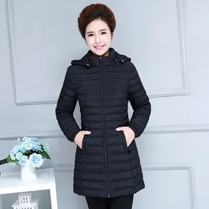 Women's Trench Coats Winter Down Jacket Cotton Coat Parkas Women Overcoat Medium Long Slim Ladies Light With Cap Overcoats