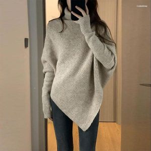 Suéteres femininos 2023 inverno em manga batwing manga alta pulôveres de malha feminino outono outono