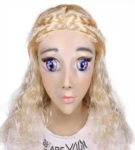 Silicone fatto a mano di alta qualità sexy e dolce metà femminile viso Ching Crossdress maschera Crossdresser bambola maschera testa viso vestito operato u1330384