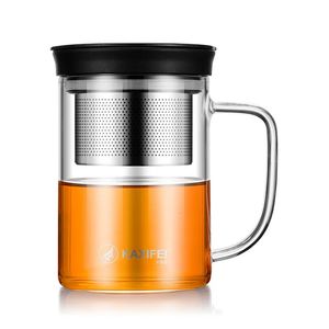 Tumblers 500 ml Glass Cup Tea Infuser Mugg Stor borosilikat med rostfritt stål Home Office Coffee Drinkware 231023