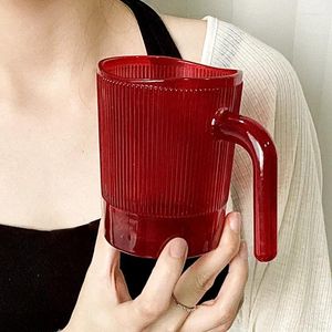 Copos de vinho copos faixa labial com alça vertical listrado copo de vidro doméstico fosco gradiente leite água garrafa feminina drinkware