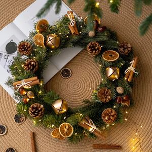 Christmas Decorations 45cm Bell Artificial Christmas Wreath Crestwood Spruce Cinnamon Clusters Front Door Wreaths Decoration Home Xmas Collection 231023