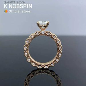 結婚指輪knobspin moissanite ring for woman for woman withd band jewelry with gra 925 sterling sliverメッキ18kゴールドリングq231024