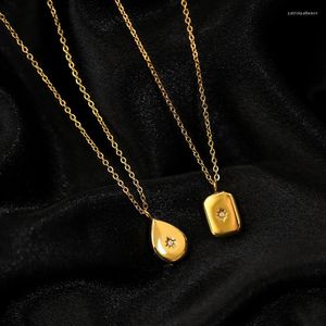 Collane con ciondolo YUN RUO Stile semplice Collana con stella polare fortunata Colore oro giallo Gioielli in acciaio al titanio Regalo di compleanno per donna Non tramonterà mai