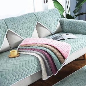 Chair Covers Thicken Short Plush Quilted Sofa Towel Lace Edge Non-slip Cover European Style Sectional L-shaped Couch